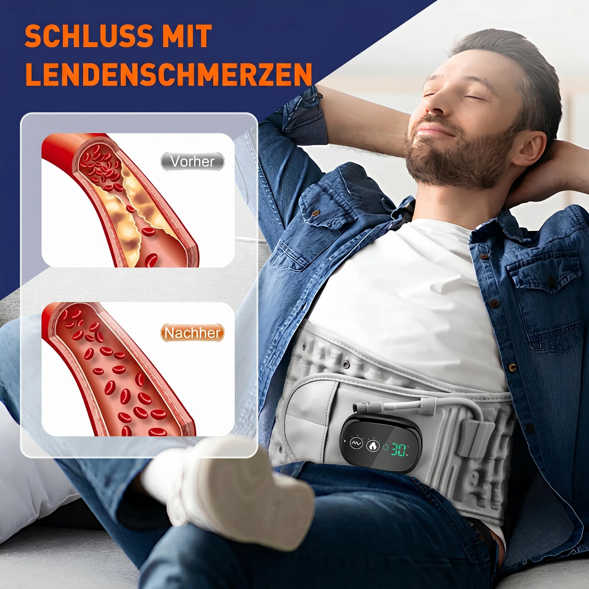 Schluss mit Lendenschmerzen — entspannt am Sofa