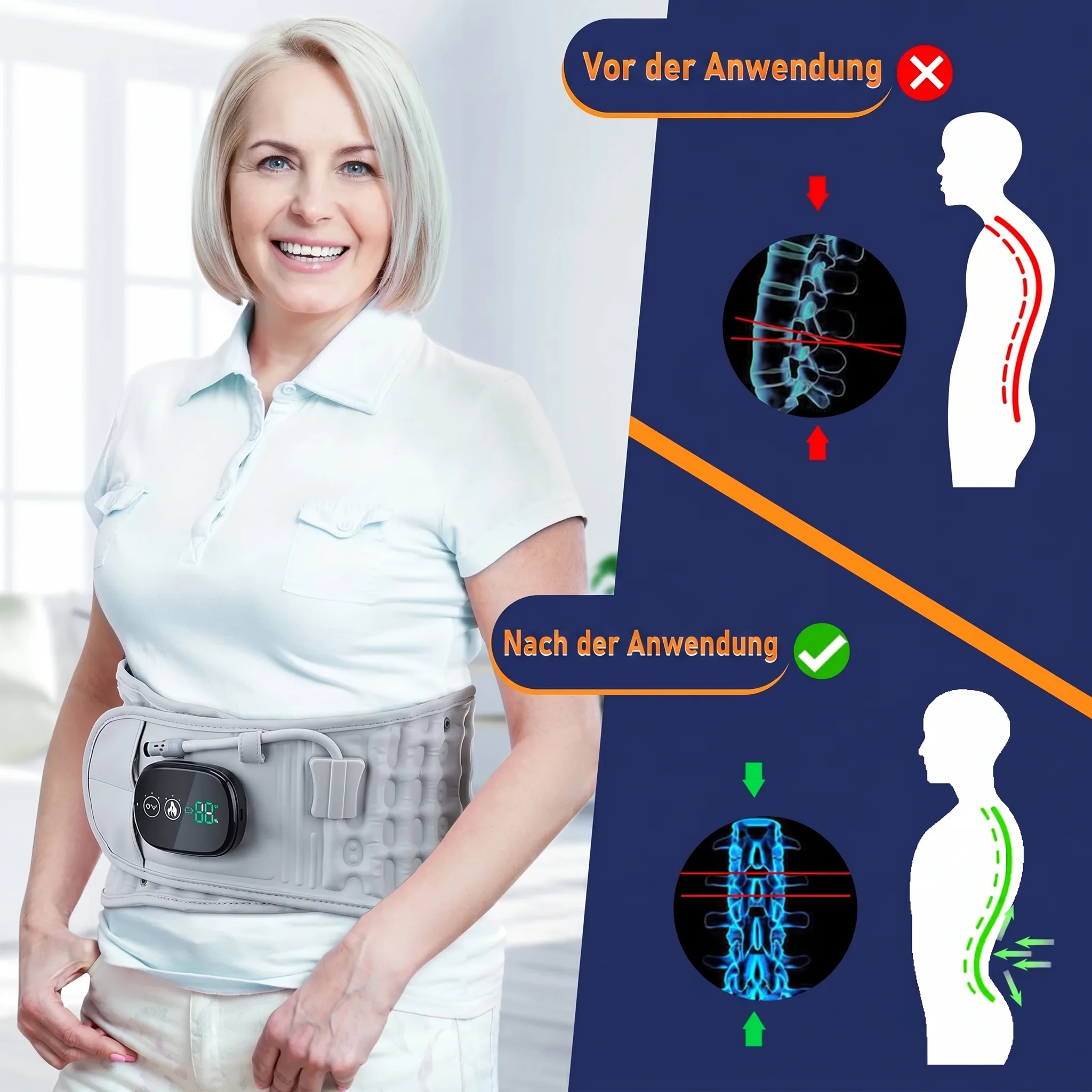Vor und nach der Anwendung